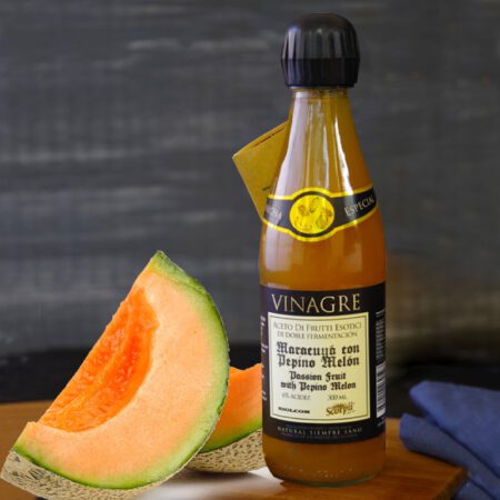 Passion fruit with cucumber and melon